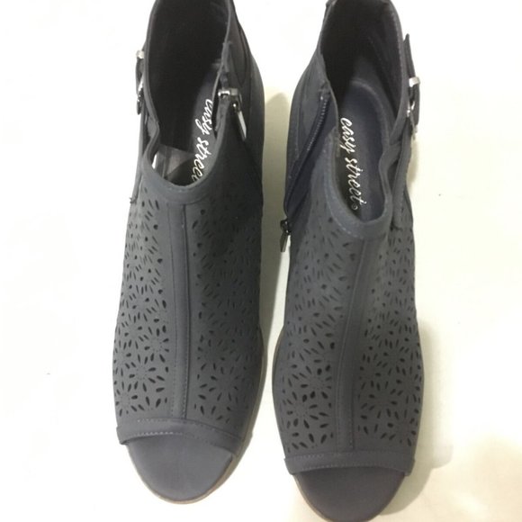 EASY STREET NAVY BLUE ANKLE BOOT SANDALS 10 N (NARROW)-NICE! - Picture 4 of 11